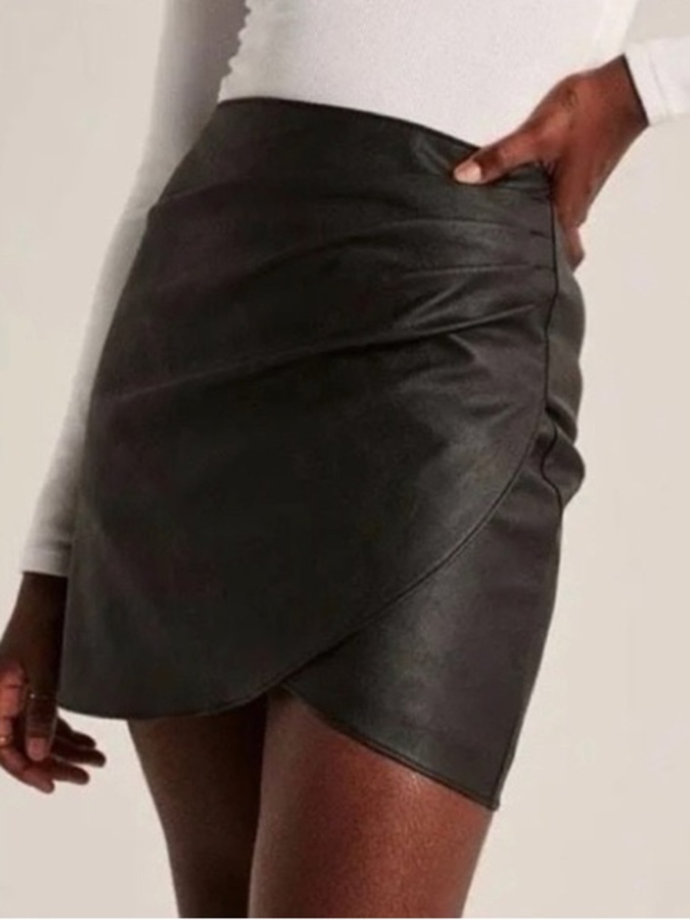Abercrombie & Fitch Black Faux Leather Wrap Mini Skirt